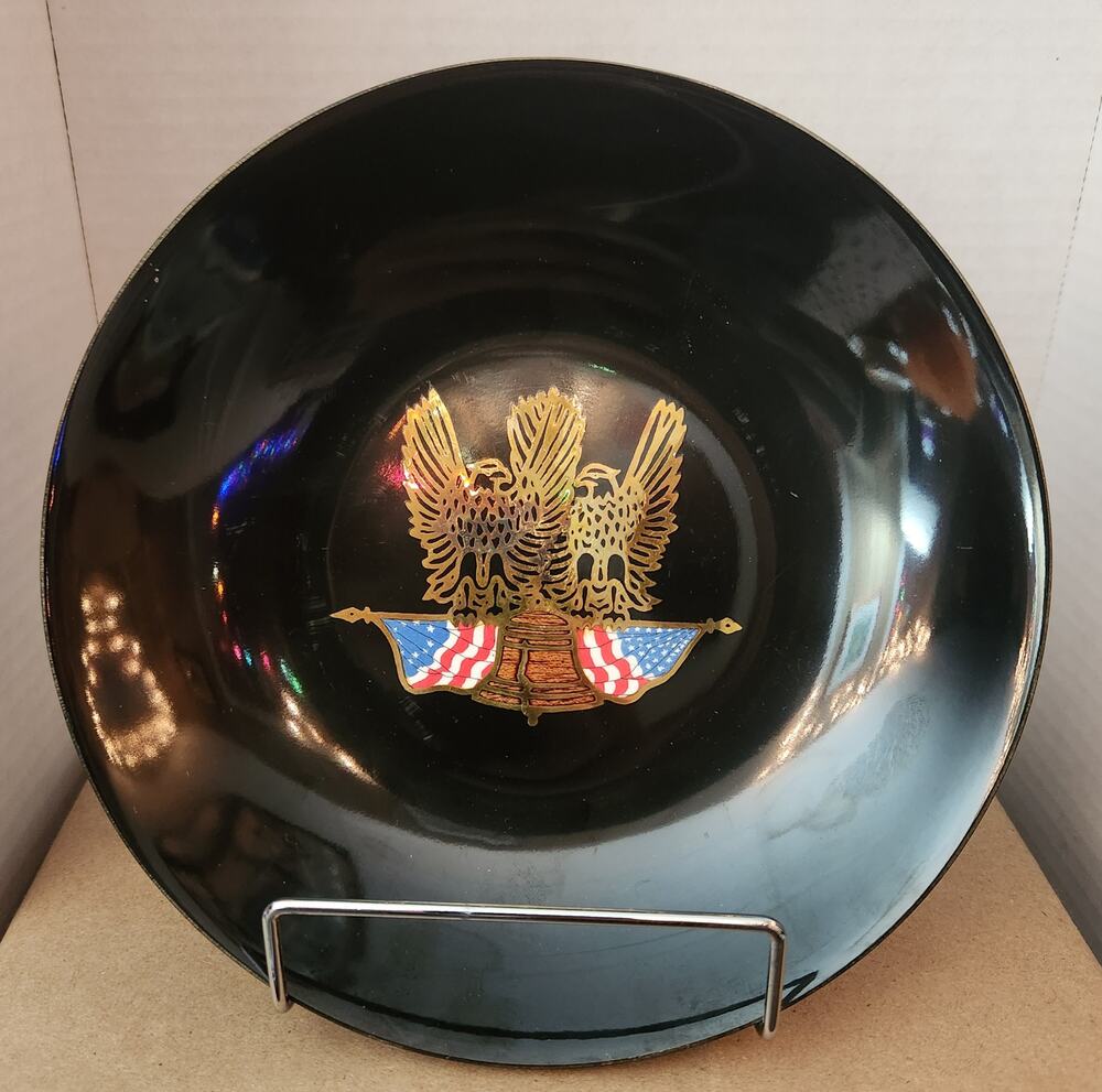 Vintage Couroc of Monterey Patriotic Eagle Liberty Bell  Inlaid Platter Bowl
